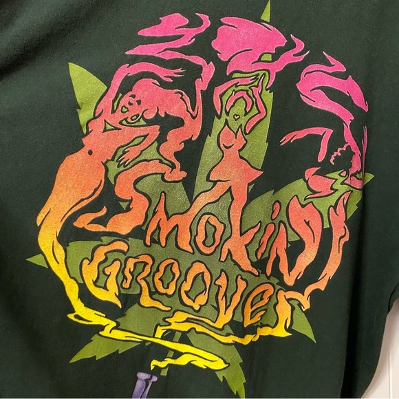 Vintage 1997 Smokin Grooves Band Tee Cypress Hill OutKast Concert Green Tour 97 - Picture 9 of 13